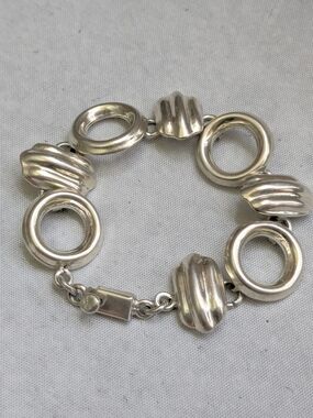 Vintage Taxco Sterling Silver Bracelet 6.75" Modernist Mexico Hollow